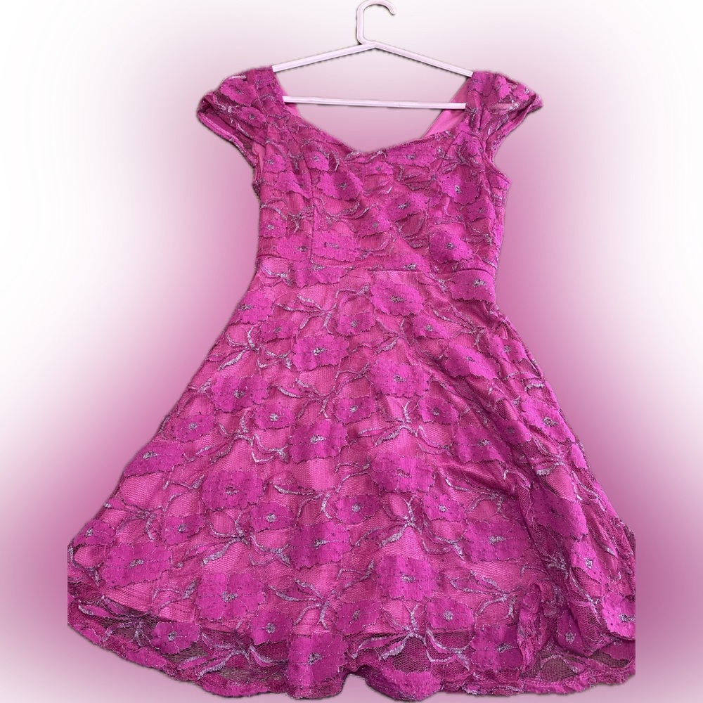 2 for $20 ⚜️ ixia Short Pink Shiny Whimsical Coquette Mini Dress Size Small - Picture 2 of 7